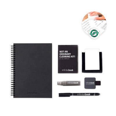 STARTER KIT INFINITEBOOK A5 PLANNER TEXTURE. Kit comprising Infinitebook with hard cover, 1 cleaning kit, 1 marker and 1 ballpoi